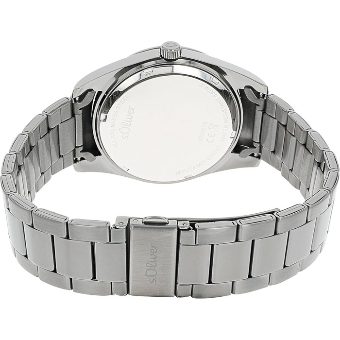 Годинник наручний чоловічий s.Oliver кварцовий аналоговий з нержавіючою сталлю, водостійкий 5 bar, у подарунковій коробці (IP Gun / Сірий)