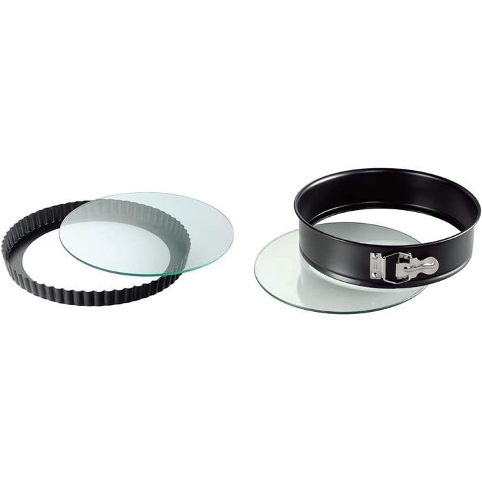 ORIGINAL KAISER Inspiration Tart Pan with Lifting Base Glass 28 cm & Inspiration Springform Pan Glass Bottom 26 cm round, lifting base, cut-resistant, leak-proof, non-stick coated, ready to serve