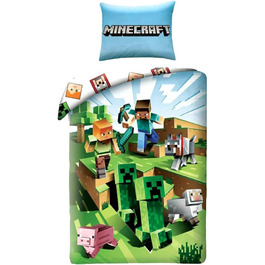 Постільний набір Halantex Minecraft Кактуси, 140x200 см, бавовна, наволочка 70x90 см, оригінал