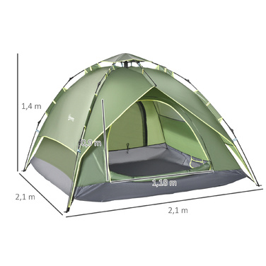 Outsunny Camping Tent Double Tent for 2 Adults + 1 Child, Waterproof, 4-Season, 210x210x140cm, ideal for outdoor adventures