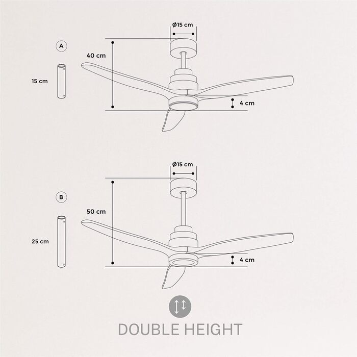 Стеляний вентилятор Windstylance з натурального дерева з підсвічуванням, Нікель, Wi-Fi, пульт ДК, 40W, тихий, Ø132 см, 6 швидкостей, таймер, DC-двигун, літньо-зимовий режим, дерев'яні лопаті, з лампою + вимикач
