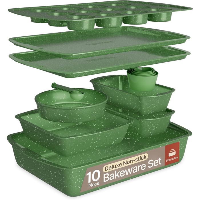 Набір форм для випічки Royal Blue (10 шт), з антипригарним покриттям, з вуглецевої сталі, стакесний, економний, придатний для миття в посудомийній машині, стійкий до бруду, без PFOA/PFOS/PTFE, термостійкий до 230°C