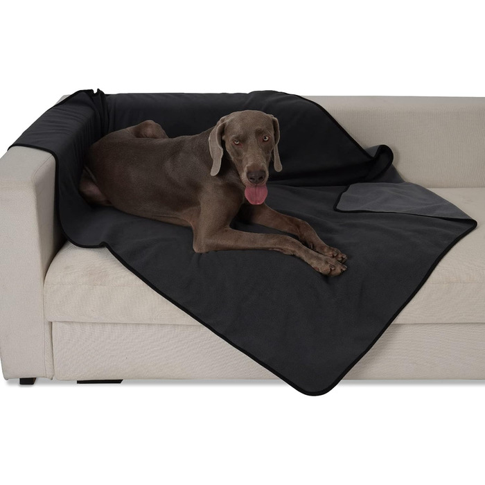 Водонепроникний коврик для собак PETTOM 152x127 см, м'який коврик для великих та маленьких собак, захисний коврик для дивану, ліжка, автокрісла, меблів - прання до 30°C (L, сірий, Medium)