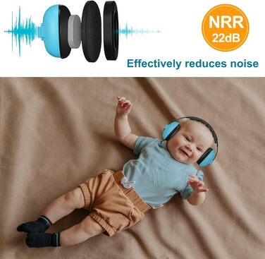 Навушники для захисту вух ProCase Baby - шумопоглинаючі, для немовлят, малюків (0-36 місяців), блакитні