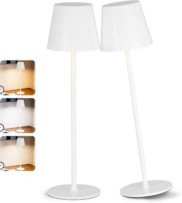 Настільна LED лампа акумуляторна бездротова 2 в 1, димується, з USB-C зарядкою, 3 режими світла, біла - набір 2 шт.