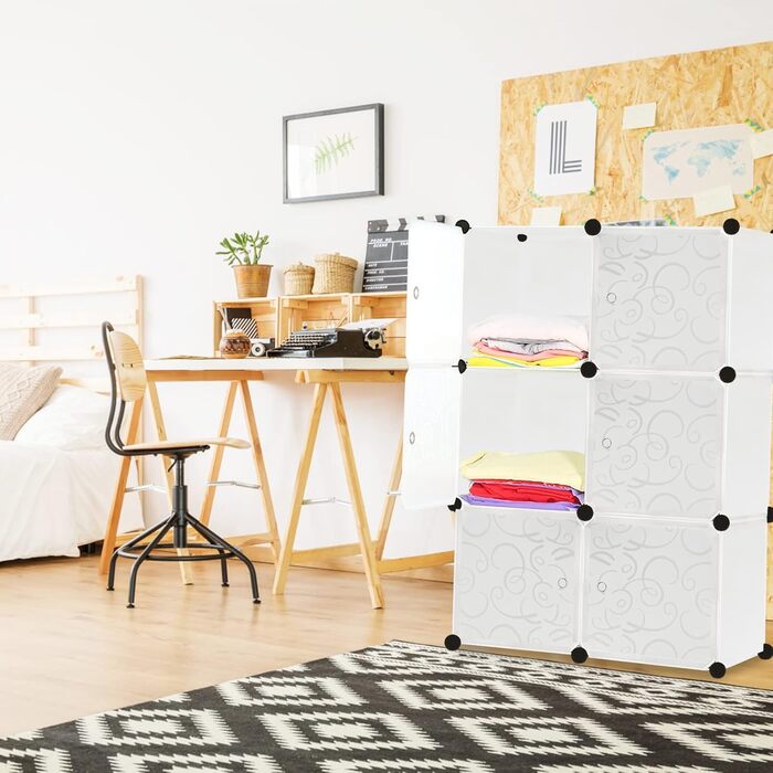 Wardrobe, Plastic Wardrobe, DIY Cube Wardrobe 20 Cubes, Shelving System Bedroom Wardrobe – Black, (70 x 35 x 157 cm)