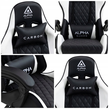 Ігрове крісло Alpha Gaming Carbon, штучна шкіра, чорно-біле