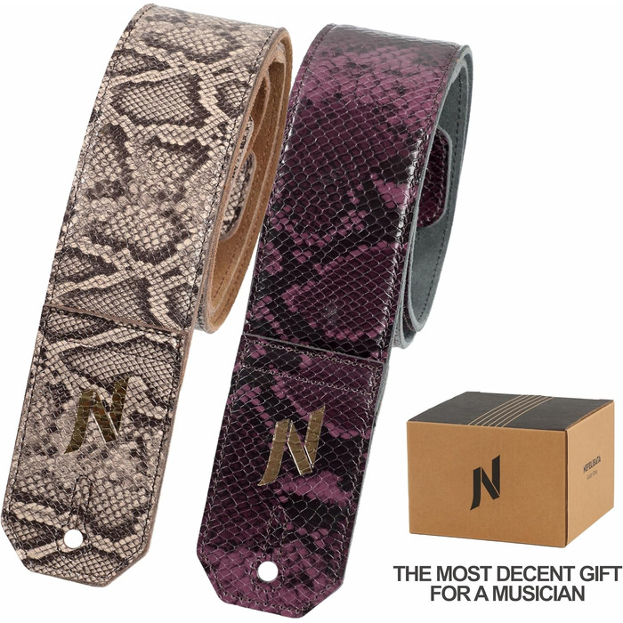 Шкіряний ремінь для гітари Nefelibata 2.3' з повним зерном, м'яка підкладка, для бас-гітари, електрогітари та акустичної гітари (Sahara Yellow Embossed)