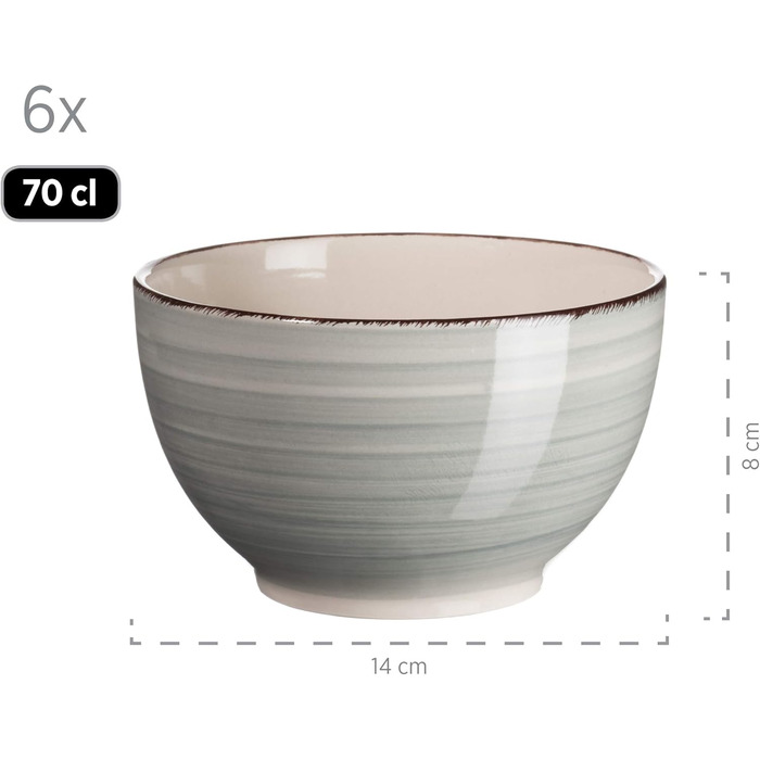 MÄSER Bel Tempo II Сервіз для сніданку на 6 осіб, вінтажний стиль, ручне розмальовування, 18 предметів, блакитний, кераміка, стоунгерд