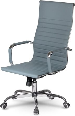 Офісне крісло Tokio з ергономічною спинкою, поворотне, на колесах, з регульованою підголівником, ігрове, для керівника, штучна шкіра, сірий