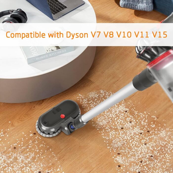 Насадка для миття підлоги DrRobor для Dyson V12 Detect Slim, знімний бак та 12 моп, сумісна з Dyson V12 Slim