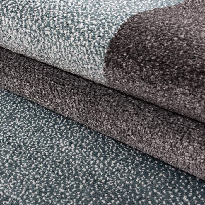 Килим для вітальні HomebyHome 200x290 см сірий та синій в клітинку - килим для спальні з коротким ворсом, м'який, легкий у догляді, можна прати, для кухні та їдальні