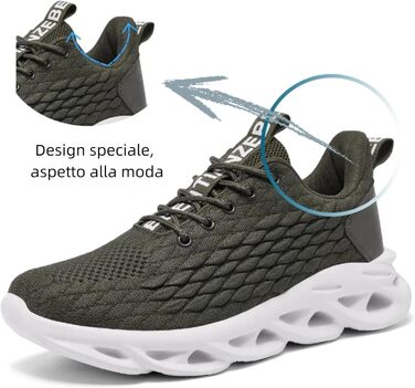 Чоловічі кросівки для бігу, тенісу та фітнесу. Легкі, дихаючі, зелені, 42 EU