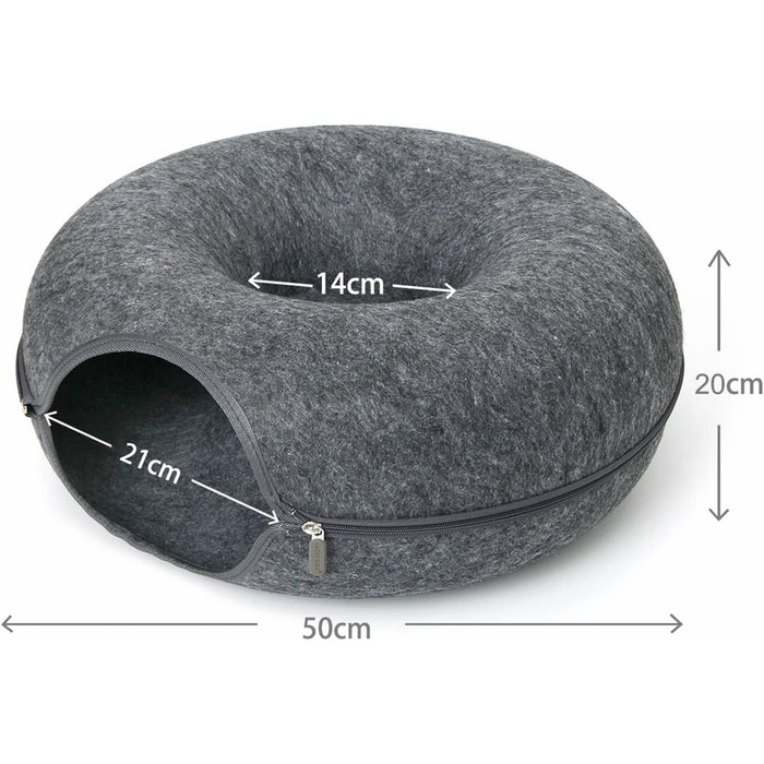 Lucky Sign - Cat Cave Cat Tunnel Felt Cat Bed Multifunctional Cat Sofa Cozy Cat Toy for Endless Fun Cat Basket Cat Cushion, 50x50x20cm - Dark Grey