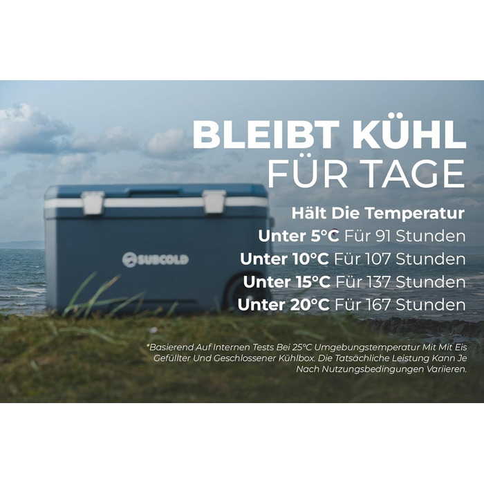 Subcold MOBI Rollkühlbox 70L: Ізольована сумка-холодильник на колесах для подорожей, авто, кемпінгу. PU-ізоляція, синій колір