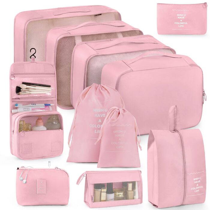 Органайзери для валіз, дорожні аксесуари, водонепроникні сумки-органайзери, 10 шт. Бежевий (Рожевий-11 шт.)