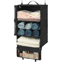 Органайзер для одягу Granny Says з 3 відділеннями, чорний. Підвісний кофр-органайзер для подорожей, компактний, для шафи, у дорогу