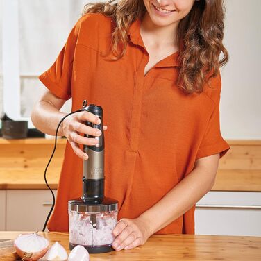Занурювальний блендер BLACK+DECKER BXHBA1000E, 1000 Вт, 20 швидкостей, 4 насадки
