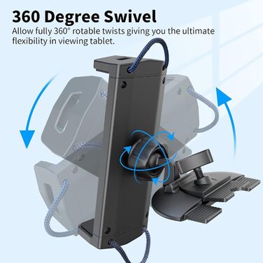 Утримувач для планшета в автомобіль APPS2Car, 360° обертання, сумісний з iPad Pro/Air/Mini та іншими планшетами 7.9-11 дюймів