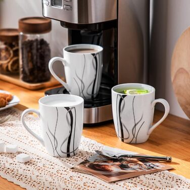 VEWEET Porcelain Coffee Cups 'Fiona' 6-Piece Set | Capacity 350 ml, Height 10.2 cm | Complement to the 'Fiona' tableware set | Coffee cups and teacups for 6 people