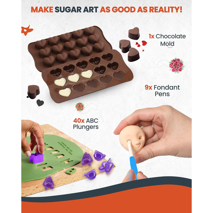 Набір для випічки тортів RFAQK 50-в-1: обертовий стіл, 12 підставок, насадки та мішки для крему, вирівнювач (700 шт.)