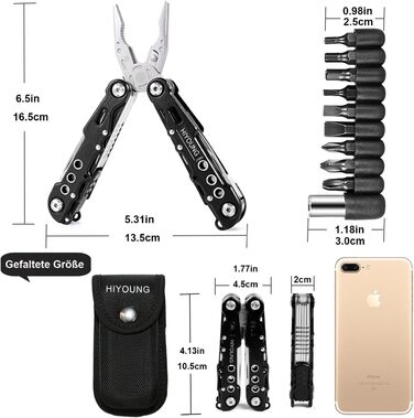 Мультитул з нержавіючої сталі 24-в-1, багатофункціональний інструмент для кемпінгу та ремонту, чорний