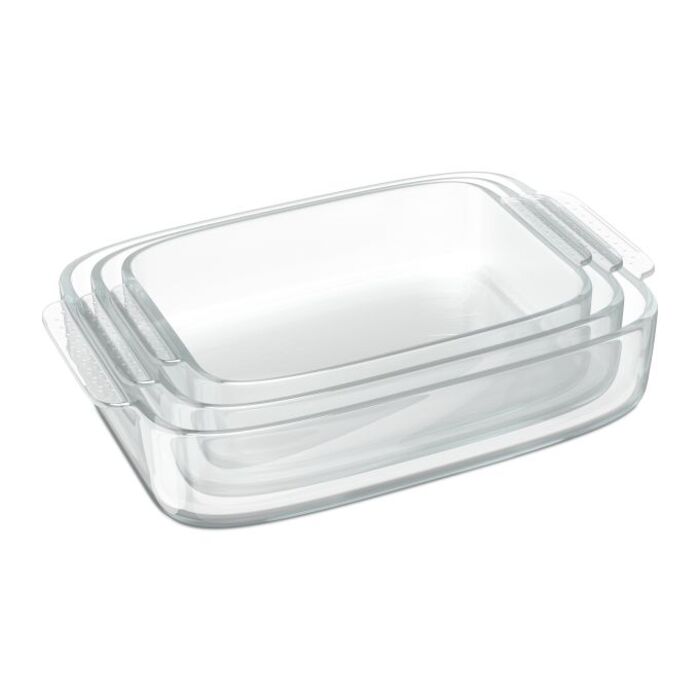 Relaxdays Glass Casserole Dish Set of 3