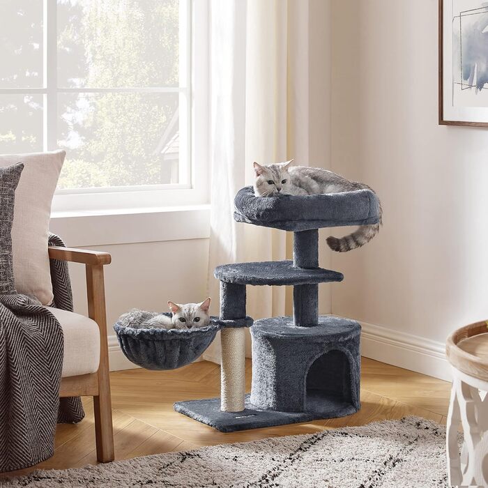 Feandrea Cat Tree, Small Cat Tree, Multi-Level, 68 cm, Smoke Gray PCT59G