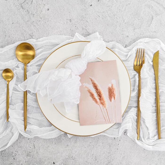 30 Cheesecloth Gauze Napkins, 50 cm, Vintage Boho Fabric Napkins, Bulk Pack for Parties, Weddings, Receptions, Bridal Showers, Table Decorations – White