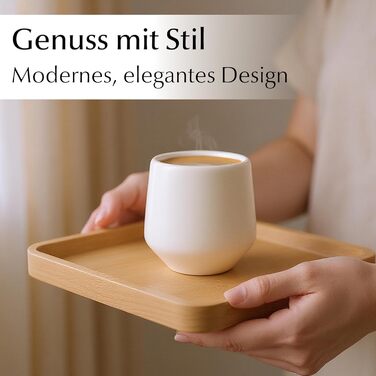 Набір чашок для еспресо Miamio (4 шт., 90 мл) - керамічні чашки без ручки, товстостінні, для мокко, білий колір, Luxe Collection