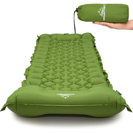 MOUNTREX Isomatte Camping Air Mattress - Ultralight & Compact Sleeping Pad with Foot Pump - Inflatable Pad for Outdoor & Backpacking - Green