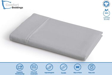 Comfort Beddings Heavyweight Quality Top Sheet 600TC 100% Egyptian Cotton Flat Sheet Twin Size, Super Soft, Hypoallergenic Flat Sheet (Twin, Silver)