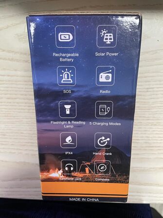 Радіоприймач на сонячній батареї та з ручним генератором 13000mAh, AM/FM, USB-зарядка, ліхтар 800LM, компас, SOS-сигнал, помаранчевий | Аварійний комплект для виживання