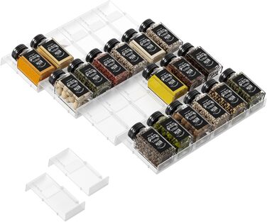 Організатор для спецій Famhap, 24 шт. - полиці для спецій у шухляду, кухонний органайзер, підставка для баночок, прозора підставка