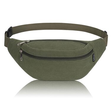 Поясна сумка чоловіча та жіноча стильна, 3 відділення на блискавці, для подорожей та активного відпочинку (Чорно-зелений)