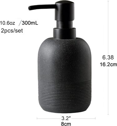Набір дозаторів для мила та лосьйону, чорний. Дозатор для мила та лосьйону для ванної кімнати та кухні.