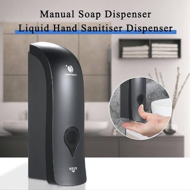 Дозатор мила настінний без свердління, 300 мл, ручний, для душу/шампуню/дезінфікуючого засобу, чорний/білий/золотий, опція сіро-чорний