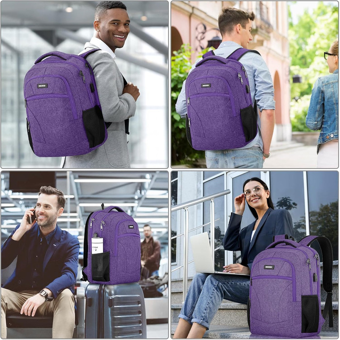 Рюкзак BIKROD для чоловіків та жінок, шкільний рюкзак для хлопчиків та дівчаток-підлітків, 15.6 дюймів для ноутбука, робочий, для подорожей, кемпінгу, роботи, 15.6' (фіолетовий)
