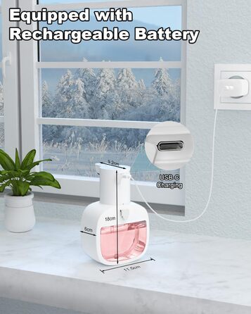 Автоматичний диспенсер для мила Dalugo з USB-C, 500 мл, настінний, електричний сенсор, регульований, для кухні та ванної кімнати