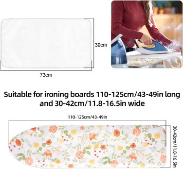 Чохол для гладильної дошки, бавовна 100%, тришаровий, потовщений, 110-125 x 30-42 см, жовтий