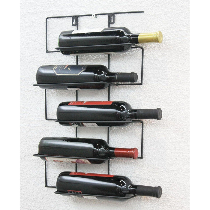DanDiBo Wine Rack Wall-Mounted Metal Bottle Holder Bottle Stand Wall Shelf Cinco 53 cm HX13615
