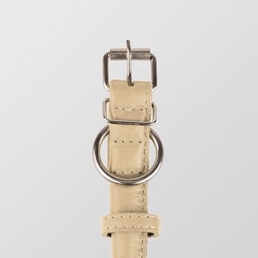 Шкіряний нашийник для собак CollarDirect, круглий, м'який з підкладкою, ручної роботи, справжня шкіра, для цуценят та дорослих собак, малих та великих порід, рожевий, червоний, фіолетовий, синій (бежевий, 15-18 см)