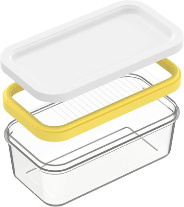 Plastic butter shaper, butter container with lid for the refrigerator, easily cuts two 113 ml sticks of butter