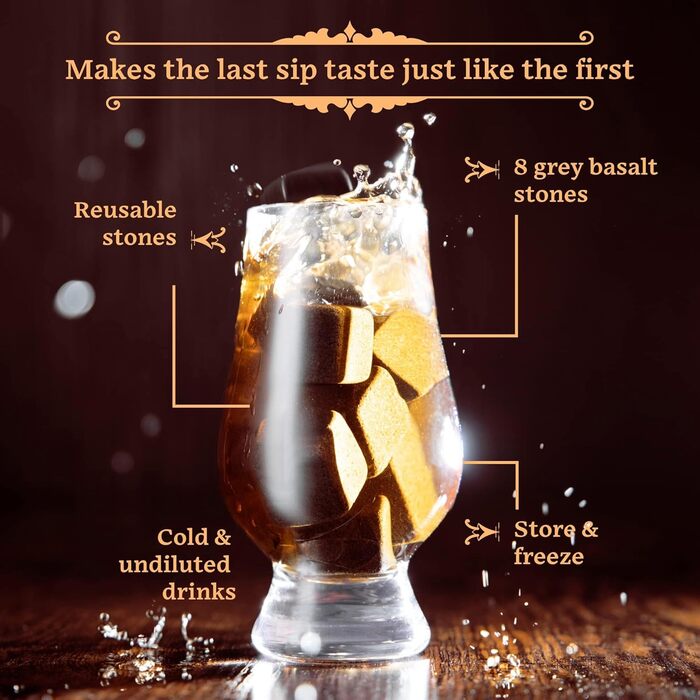 Набір склянок для віскі з аксесуарами та охолоджувальними каменями - 2 склянки, 8 каменів, пінцет з нержавіючої сталі - подарунковий набір віскі для чоловіків. 2 кришталеві келихи (2 тюльпанових келиха)