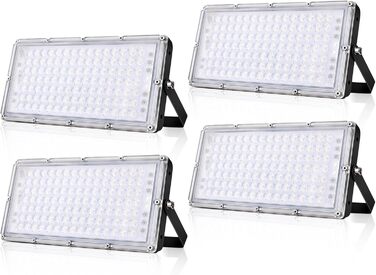 Ankishi LED Floodlight Outdoor, IP65 Waterproof, Super Bright 6500K Cool White Outdoor Light 30000LM Outdoor Floodlight Spotlights for Sports Field Garage Garden Backyard (Warm White, 4 PACK 100W)