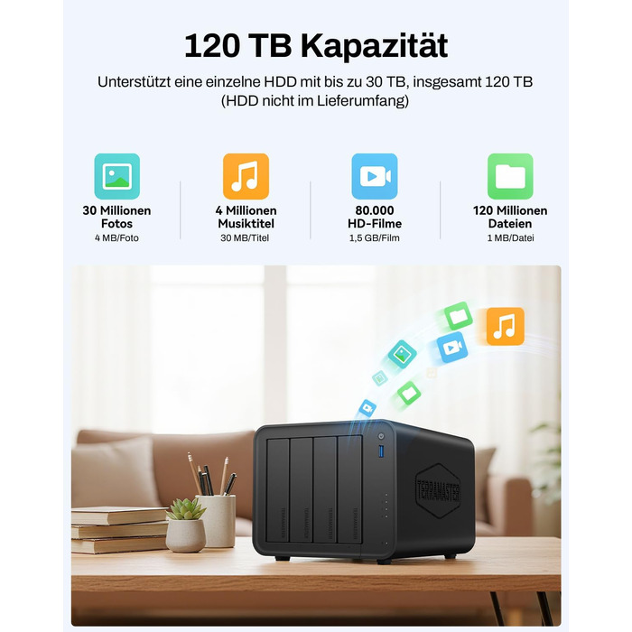 TERRAMASTER F2-425: 2-Bay NAS з Intel x86 Quad-Core CPU, 4 GB RAM, 2.5 GbE LAN – Мережевий сховище для дому (без жорсткого диска)