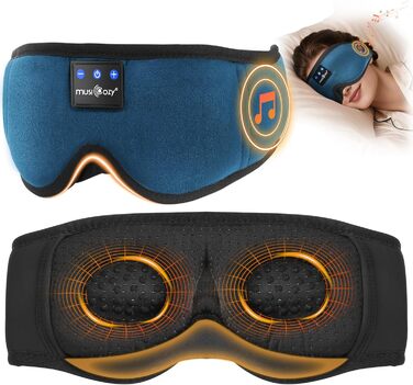 Маска для сну з навушниками Musicozy 3D Bluetooth, повна затемнення, для сну, подорожей, відпочинку, медитації (Цянова)