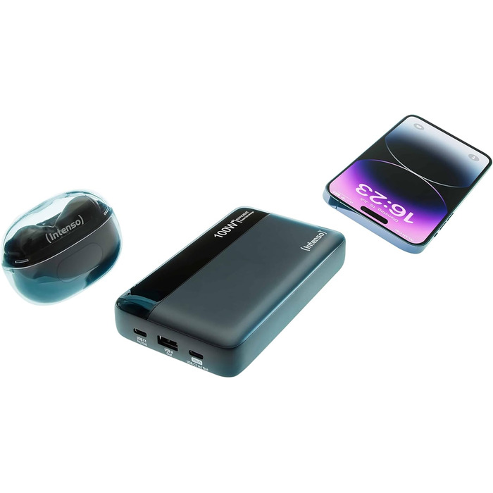 Powerbank Intenso HE20000: акумулятор 20000mAh з Power Delivery 100W, USB-C, сірий-чорний