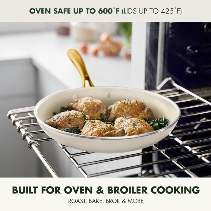 Набір посуду GreenPan Swift, 12 предметів, кремовий колір, керамічне антипригарне покриття, без PFAS та PFOA, нержавіюча сталь, для плити та духовки