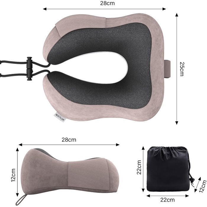 Подушка для шиї у вигляді годівниці, для подорожей, авто, офісу, дому, з Memory Foam, м'який велюровий чохол (Світло-рожевий)